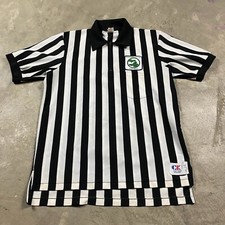 VTG Cliff Keen 1/4 Zip L REF Shirt Black White Striped Referee Jersey USA Made