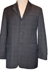 Calvin Klein Blazer Mens 36R Regular Brown Plaid 3 Button Double Vented EUC
