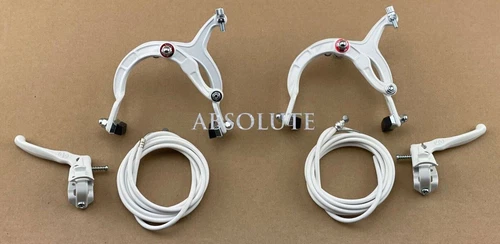 ALTA WHITE OLD SCHOOL BMX BIKE MX COMPLETE BRAKE SET (CALIPER,CABLE& LEVER)