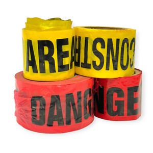 White Cap and Assorted Plastic Danger Barricade Tape Red, Yellow, 4 pcs