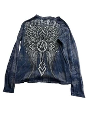 Y2K AFFLICTION Thermal Mens L long sleeve Gothic cross Goth MMA 2000s