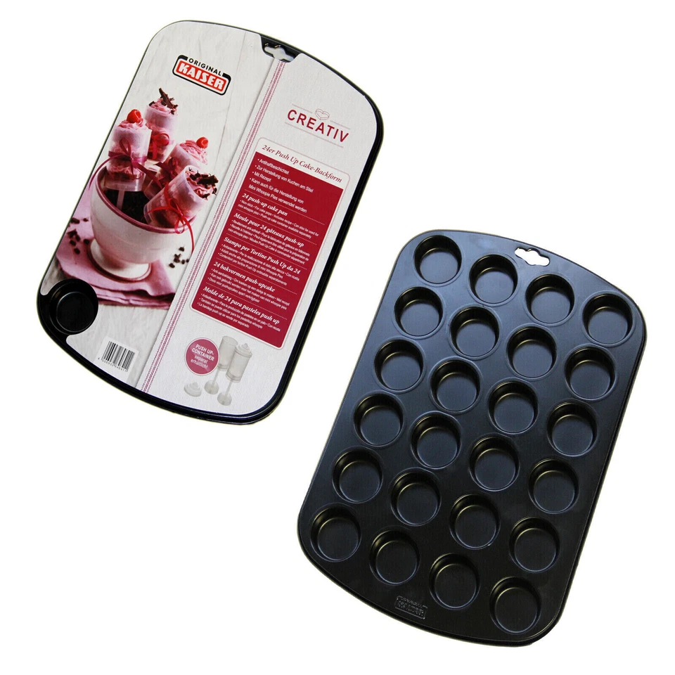 Kaiser Backform 24 Mini Kuchen Push Up Cake Backblech 24 Stück backen 083 - Bild 3 von 4