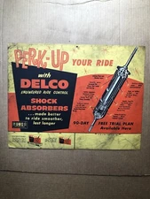 PERK UP YOUR RIDE Vintage DELCO Shock Absorbers Dealer Shop Garage Display Sign