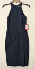 VINCE CAMUTO Navy Blue Knee Length Halter Formal Evening Dress; Size 0