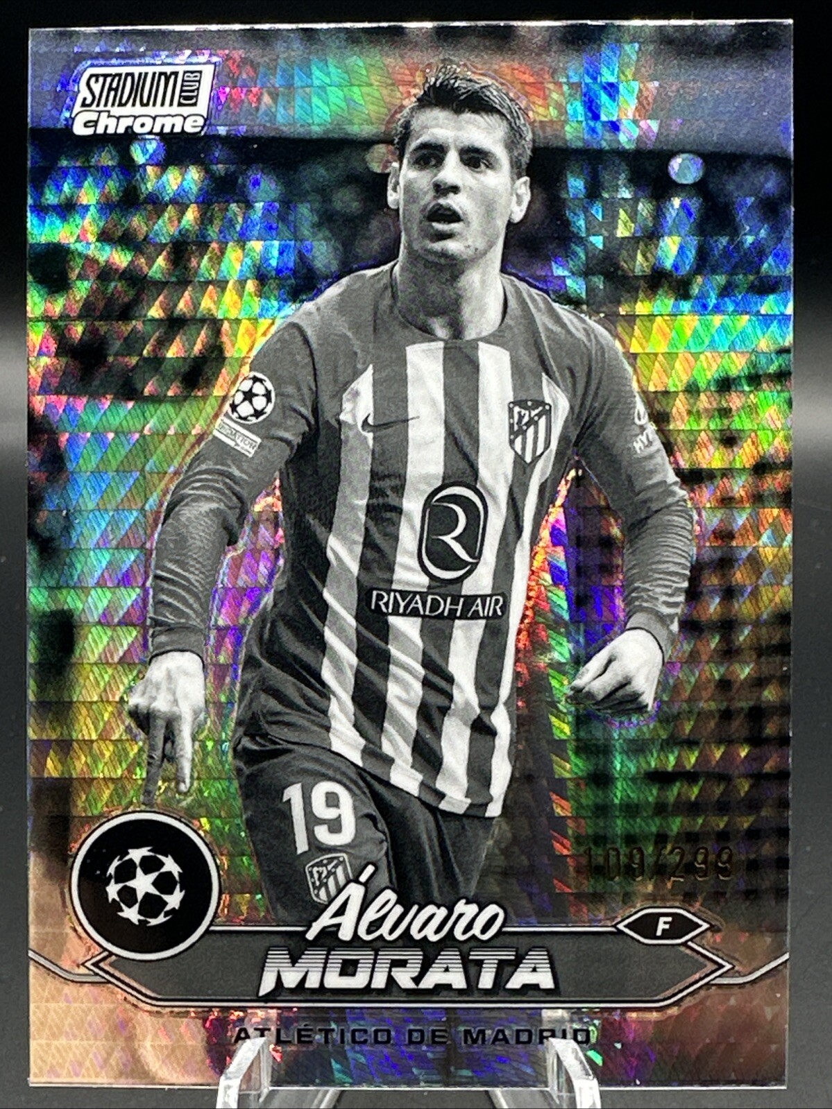 2024 Topps Stadium Club Chrome Black/White Refractor 109/299 Alvaro Morata #28