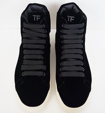   Auth TOM FORD Black VELVET HIGH-TOP Fashion...