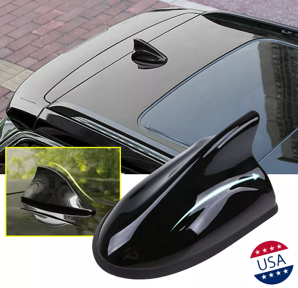 Glossy Black Large Auto Car Shark Fin Roof Antenna Radio FM/AM