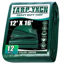 Green Heavy Duty Tarp 12x16 Feet, 12 Mil Thick Waterproof Poly Tarps Cover UV...