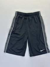 Nike Youth Basketball Shorts Size Large Black Gray Logo Embroidery Performance