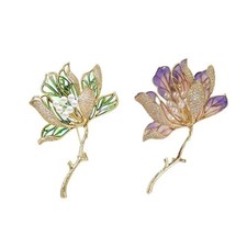 2Pieces Stylish Hibiscus Designs Brooches Lapel Pin Perfect For Office And Event