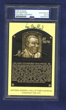 Lee MacPhail Autographed Hall of Fame Plaque Postcard Baseball HOFer PSA SLABBED