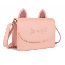 Cute Cat Crossbody Bag for Girls Vegan Leather Purse 6.7" Phone Holder Gift