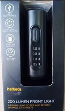 HALFORDS ADVANCED BIKE LIGHT 200 LUMEN FRONT USB C Rechargeable Power Indicator