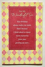 Happy Birthday For My Wonderful SON/Greeting Card Large Format  Envel 8 5.5" 