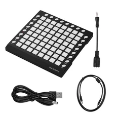 Portable USB MIDI Drum Pad Controller 64 RGB Backlit Pads Beat Maker Machine QMJ