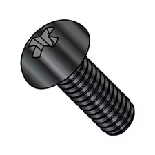 #8-32 x 3/8 in Phillips Round Machine Screw, Zinc Black Steel, 10000 PK,