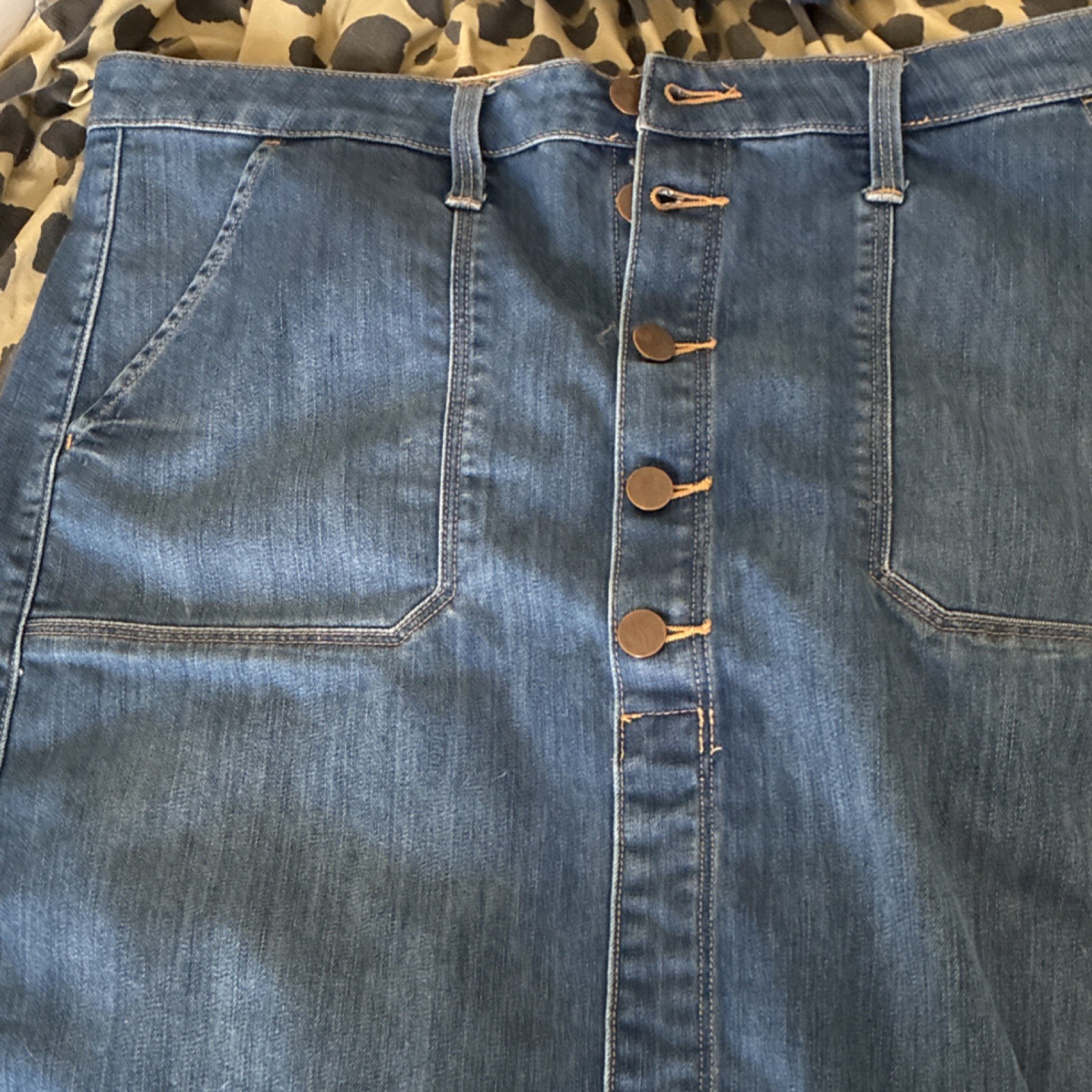 Lucky Brand Blue Denim Button Front Pencil Skirt with Pockets Size 10