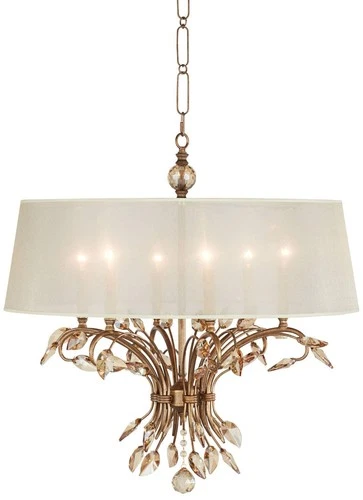 Uttermost Alenya 6-Light Metal Crystal Fabric Shade Chandelier in Burnished Gold - Picture 2 of 3