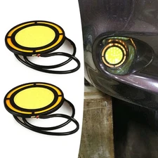 2pcs 73mm Round COB Car Daytime Running Lights LED Driving Lights White & Amber