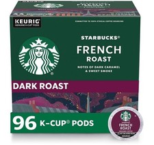 Starbucks K-Cup Coffee Pods, Dark Roast Hot or Iced Coffee, French Roast, 96 Keu