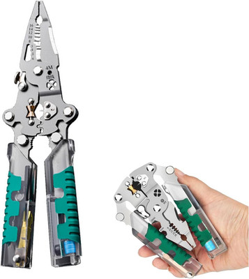 18-In-1 Folding Wire Stripper Pliers   Multifunctional Tool with Voltage Detecto