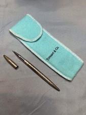 Tiffany  Co 925 Sterling Silver Ballpoint Pen Crosshatch Vintage Estate w Pouch