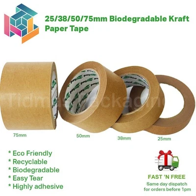 25mm 38mm 50mm 75mm Eco Kraft Paper Picture Framing Backing Tape Self Adhesive - Image 1 of 4