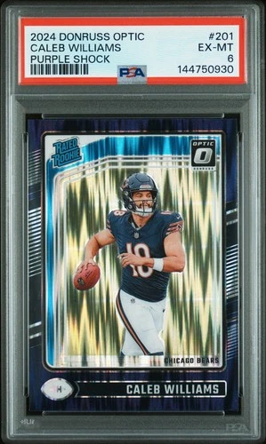 2024 PANINI DONRUSS OPTIC PURPLE SHOCK #201 CALEB WILLIAMS ROOKIE RC PSA 6