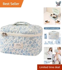 Chic Large Floral Makeup Bag - Stylish Cosmetic Organizer for Travel Elegance