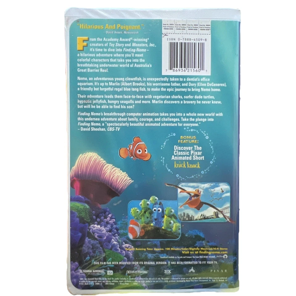 Finding Nemo (VHS 2003) Walt Disney Pixar Movie Free Shipping - Image 2 of 4