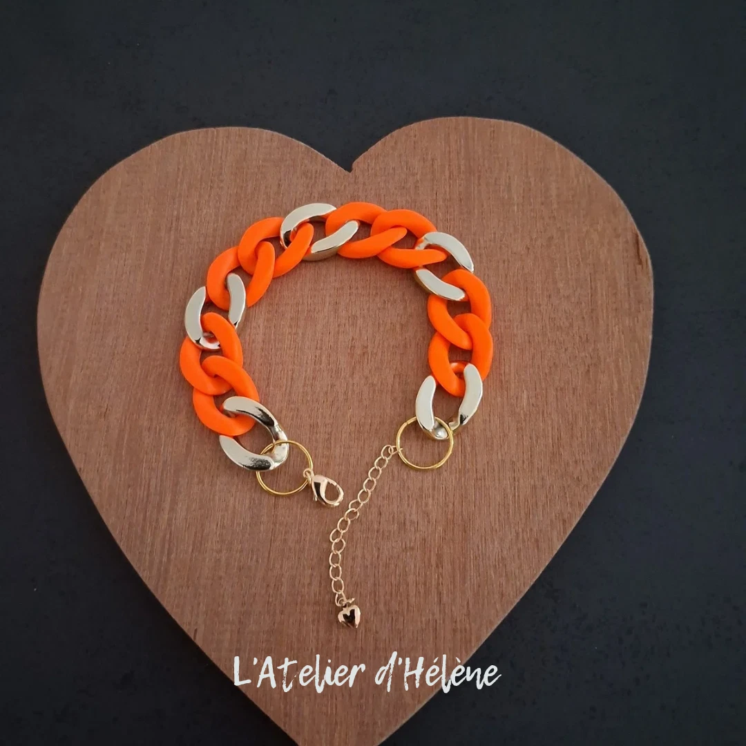 Bracelet Pop Orange Vintage 80s – Résine Acrylique élastique – Femme