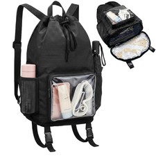 Drawstring Backpack Waterproof Sandproof Beach Bag with Bottom Strap for Beac...