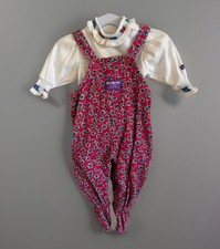 VTG 90  s Oshkosh Vestbak Overall Set With Feet. Adorable Floral. 6-9 Month.