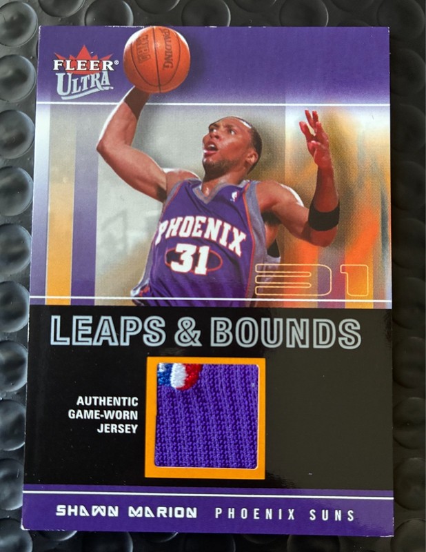2003-04 Fleer Ultra Leaps & Bounds PATCH JERSEY SHAWN MARION w/ Partial LOGOMAN