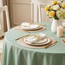 Textured Linen 54 in Round Table Cloth for Circle Table, Sage Green