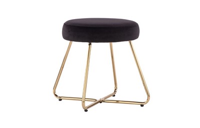 Turio Black velvet effect Padded Stool Brand New Quick And Easy Assemble  UK