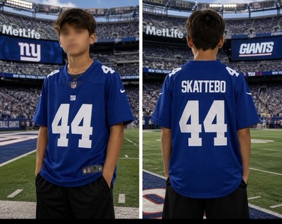 Cam Skattebo NY Giants #44 Blue KID Jersey  YOUTH Medium 10/12 Stitched