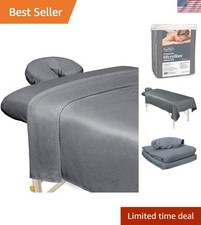 Hypoallergenic Grey Microfiber Massage Sheet Set - 3 Pieces for Professional Use