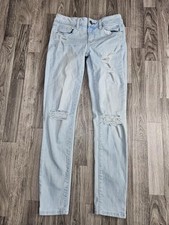 American Eagle Outfitters Jeans Womens 4 Light Wash Skinny Super Stretch Ripped