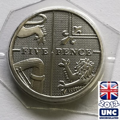 (BRILLIANT UNC) BRITISH 2012 ELIZABETH II FIVE PENCE 5p coin, 14 Years Old!