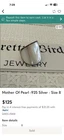 Vintage Mother of Pearl Ring, 925 Silver, Size 8