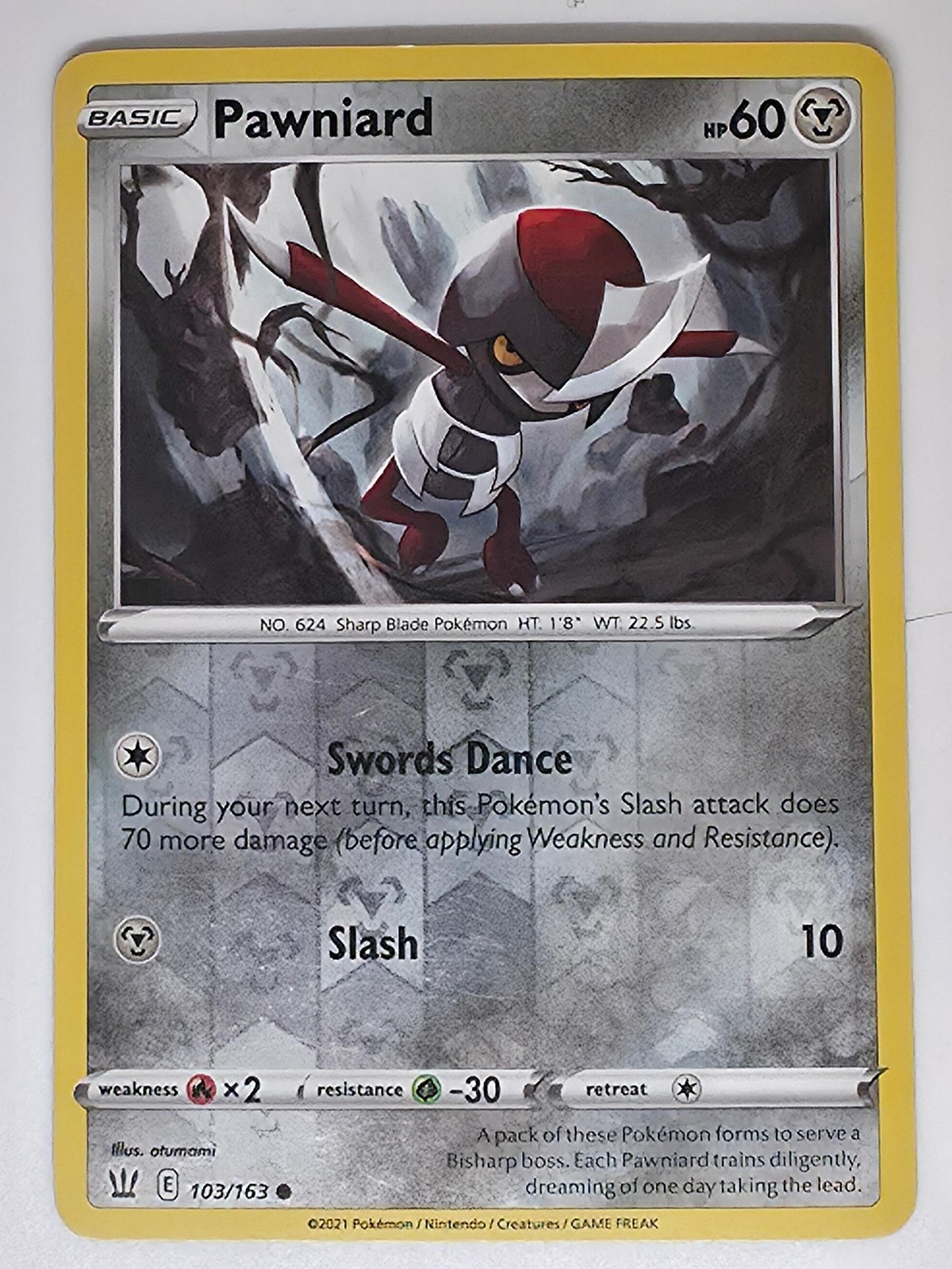 Pawniard 103/163 Common Battle Styles Pokemon Reverse Holo NM