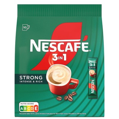 NESCAFÉ STRONG 3in1 Instant Coffee Sticks – 170g (6oz), 10 Servings, Strong Flavor