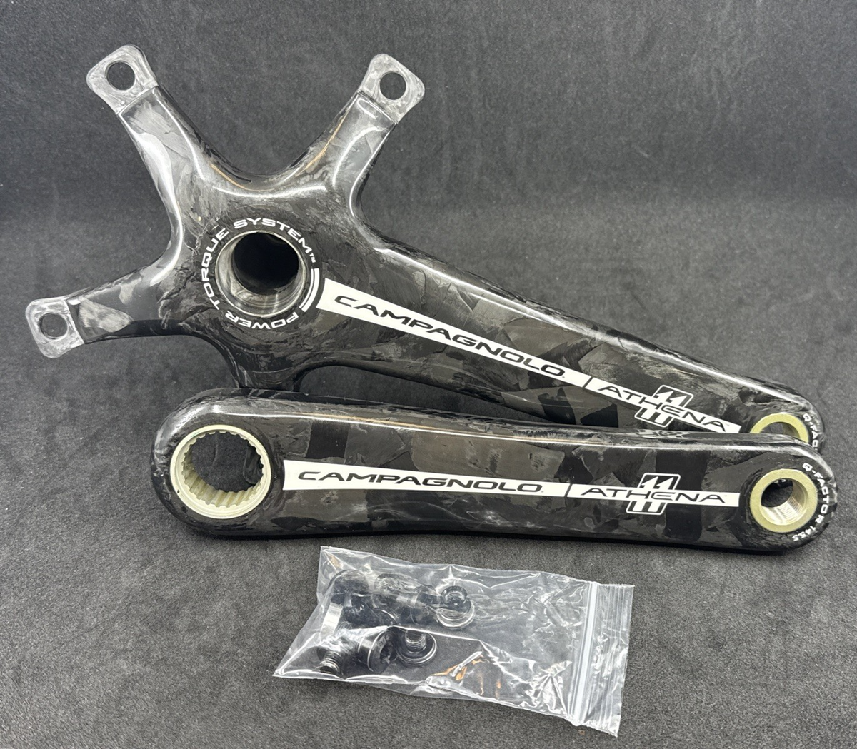 NOS Campagnolo Athena 11 Black Carbon Fiber Crankset 170mm Power 