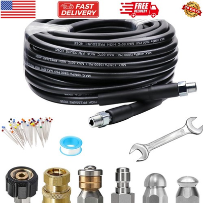 #ad Sewer Jetter Kit 25 FT for Pressure Washer 5800 PSI Drain Cleaner Hose 1 4 I... $53.99