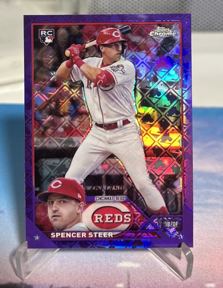 2023 Topps Chrome - Spencer Steer - #146 Purple Logofractor /250 - Cincinnati