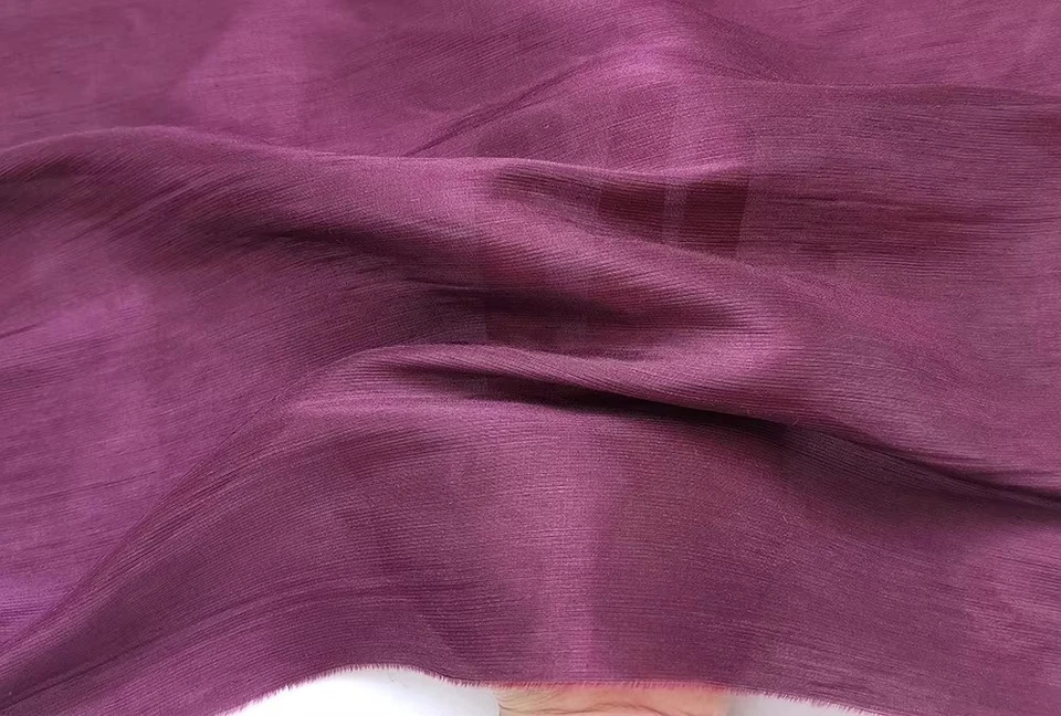 Burgundy Silk Flax Material 54'' Wide By Yard Slubby Silk Linen Fabric Natural - Image 4 of 4