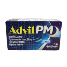Advil PM Pain Reliever & Nighttime Sleep Aid, Pain Medicine 120Ct EXP 03/2026+
