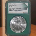 2000 Early Production Silver American Eagle NGC MS69 Green Core Rare
