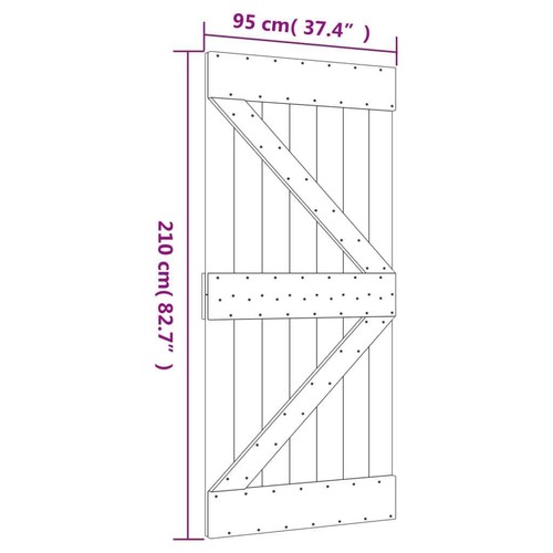 Sliding Door with Hardware Set 95x210 cm Solid Wood Pine vidaXL - Picture 11 of 11
